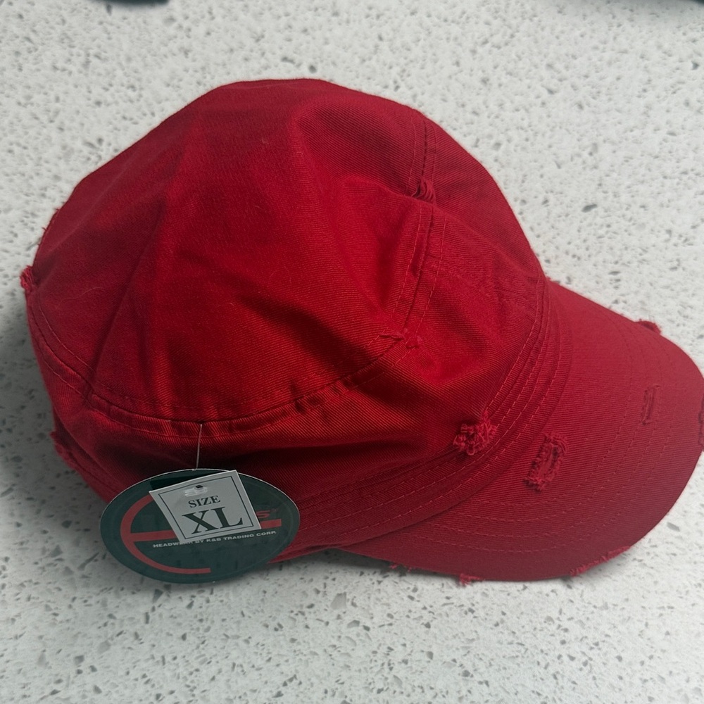 K&B Ethos Red Distressed Cap- Vintage Cadet size XL NWT